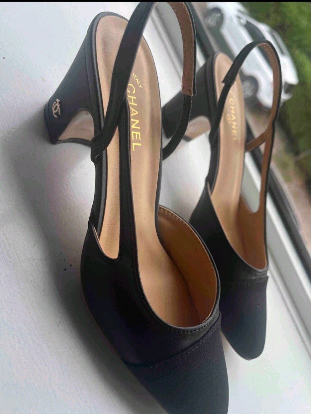 CHANEL Black Slingback Heels
